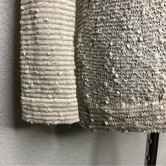 Anthropologie Akemi + Kin cream tan striped floral lace up trim knit top Small - Picture 3 of 14